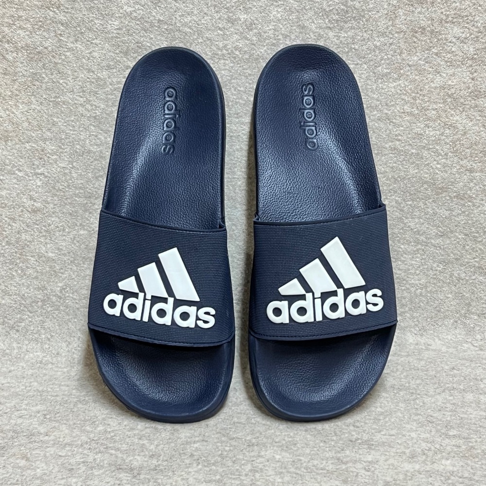 Adidas Adilette Shower Cloudfoam Slides Navy Blue White Athletic Sandals Mens 11